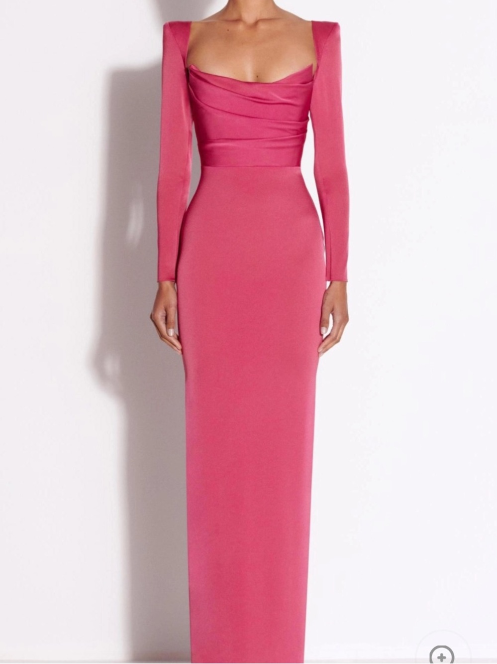 Satin Square Collar Long Sleeve Maxi Dress